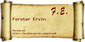 Ferster Ervin névjegykártya